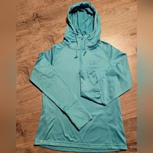 CAT Caterpillar Womans Workwear Hooded Quarter Zip Longsleeve Teal Size Small